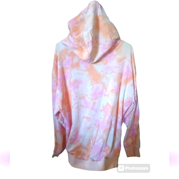 PINK VS Pullover Lillac & Orange Tie Dye Hoodie w/ Black Block Logo - Picture 4 of 4